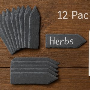 12 Pack Slate Plant Labels with Chalk Pencil for Rustic Garden Decor