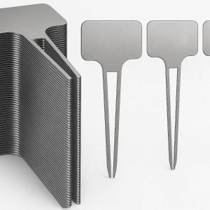 30 Pack Metallic Plant Markers with Zinc Alloy Stakes and Engravable Surface